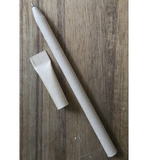 Papp-Kugelschreiber mit Deckel beige