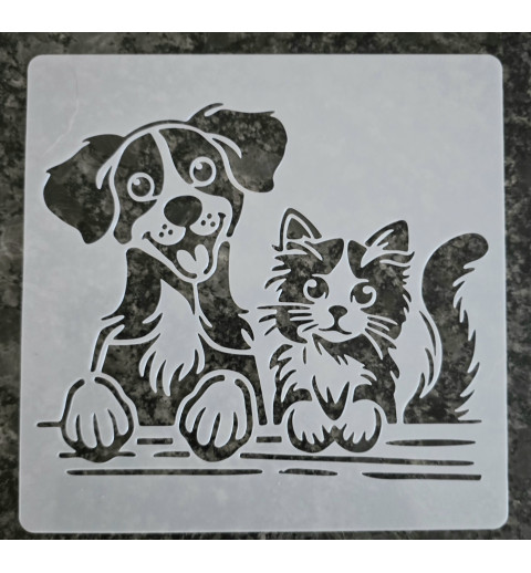 Schablone Hund und Katze