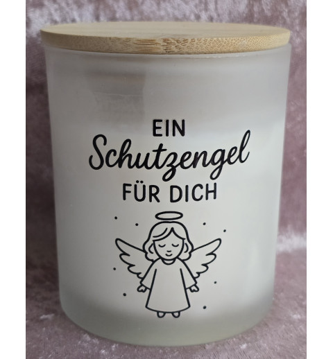 Kerze im Glas mit Deckel " Ein Schutzengel für Dich" weiss