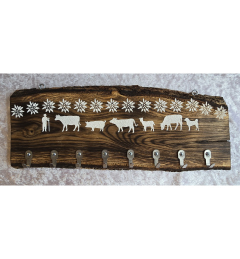 Schlüsselgarderobe geflammt Edelweiss/Tiere