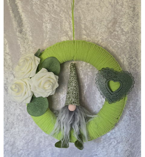 Tür/Wanddeko Ring Wichtel/Rosen hellgrün