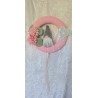 Tür/Wanddeko Ring Wichtel/Blumen rosa