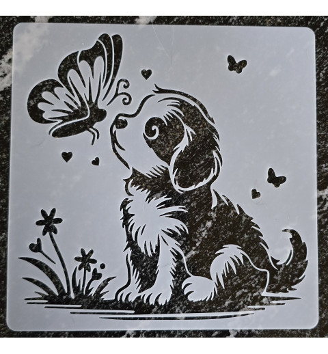 Schablone Hund und Schmetterling