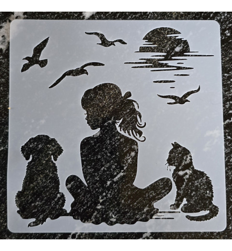 Schablone Frau/Hund/Katze