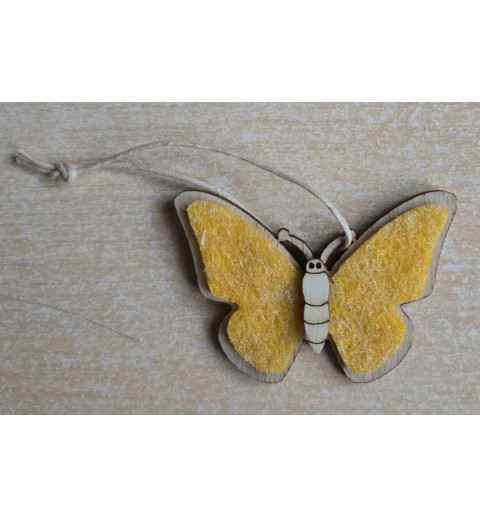 Holz Aufhänger Schmetterling gelb