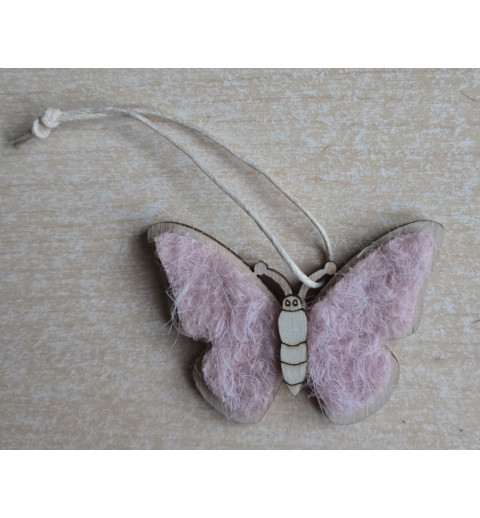 Holz Aufhänger Schmetterling rosa