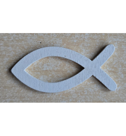 Holz Fisch gross weiss