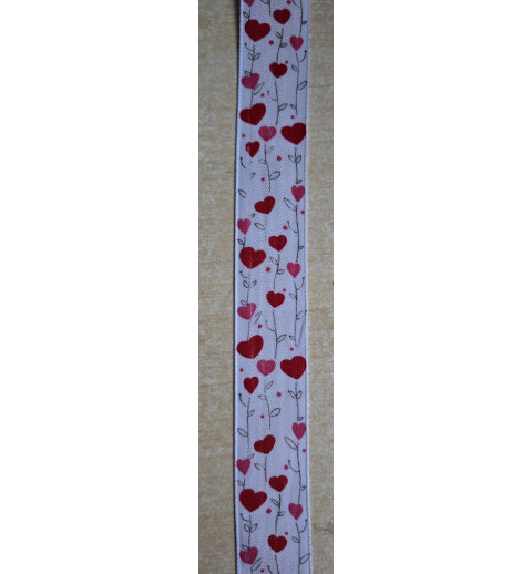 Dekoband Herzen weiss/rot/rosa