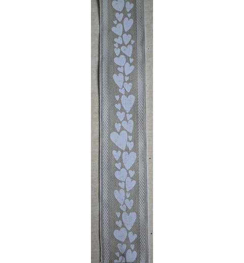 Dekoband Herzen weiss/natur