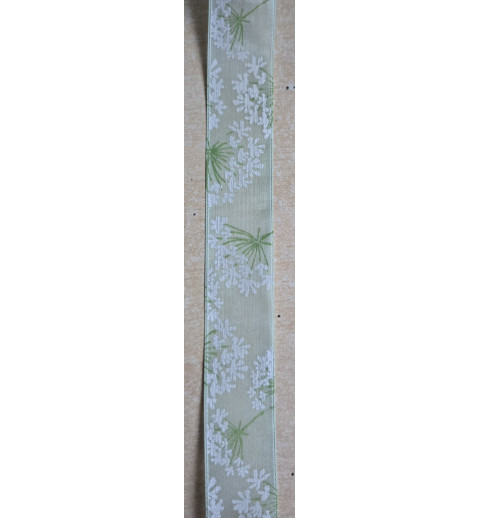 Dekoband Blumen mint/weiss/grün