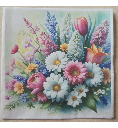 Serviette Margriten und verschiedene Blumen