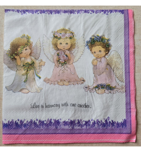Serviette Drei Engel Mädchen mit Blumen