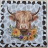 Serviette Hochlandrind Kopf/Blumen