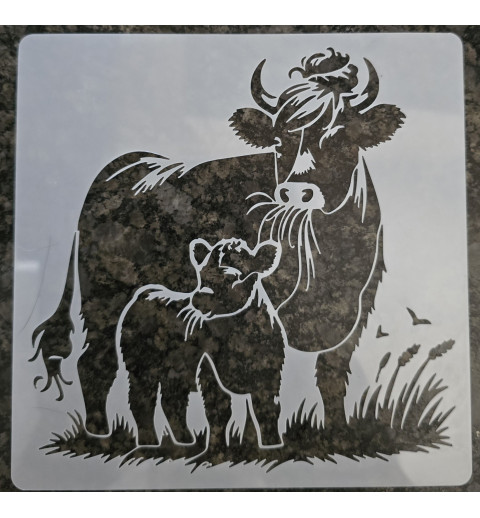 Schablone Kuh mit Kalb