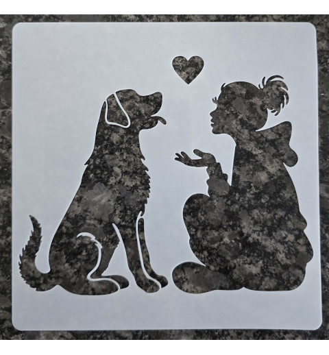 Schablone Frau/Hund/Herz