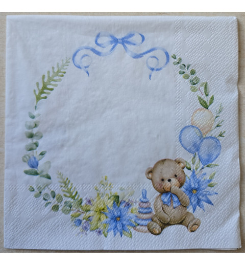 Serviette Baby Bär blau