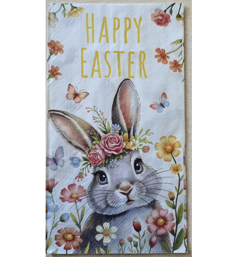 Serviette Osterhase/Blumen/Happy Easter