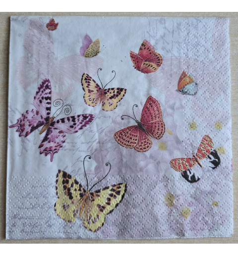 Serviette Bunte Schmetterlinge/rosa