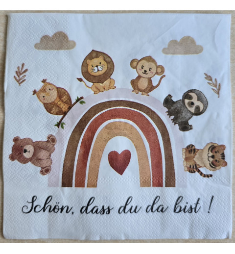 Serviette Wild Life/Regenbogen/Schön dass Du da bist