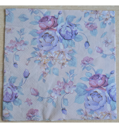 Serviette Blumen rosa/blau/flieder