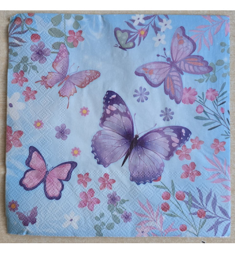 Serviette Schmetterlinge lila/rosa/blau