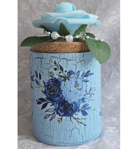 Aufbewahrungs Glas Rosen/blau mit Led