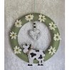 Tür/Wanddeko Ring Kuh/Edelweiss grasgrün