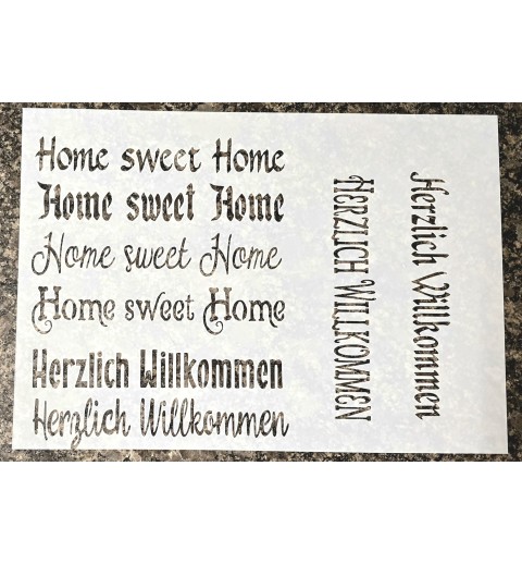 Schablone Home sweet Home/Herzlich Willkommen