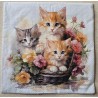 Serviette Drei Katzen im Blumenkorb