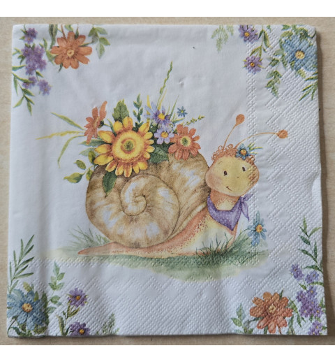 Serviette Schnecke mit Blumen