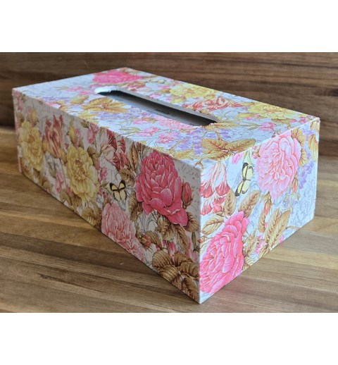 Kleenexbox Rosen gelb-rosa-pink/weiss