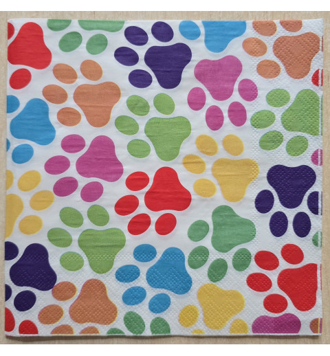 Serviette Bunte Pfoten