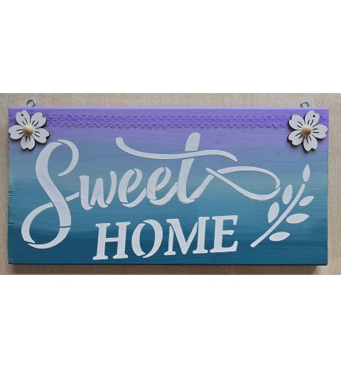 Schild "Sweet Home" türkis-lila