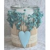 Kerzen Glas Trockenblumen türkis