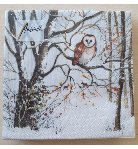 Servietten Eule im Winterwald