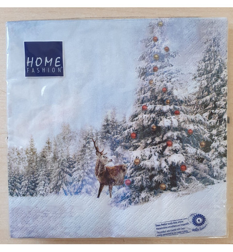 Servietten Hirsch und Weihnachtsbaum