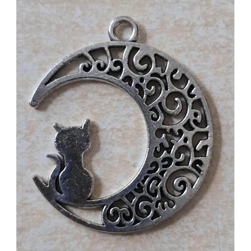 Metall Anhänger Mond/Katze