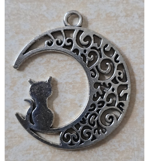 Metall Anhänger Mond/Katze