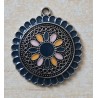 Metall Anhänger Ornament dunkelblau/orange/rosa