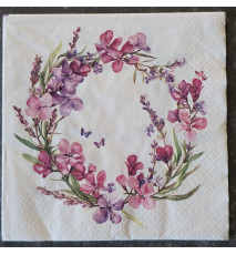 Serviette Blumenkranz pink/lila