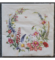 Serviette Blumenkranz mit Wiesenblumen