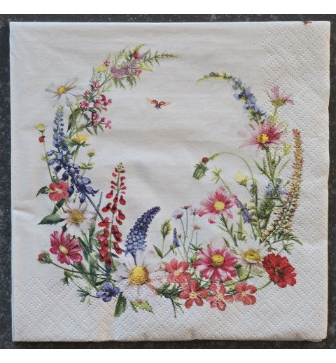Serviette Blumenkranz mit Wiesenblumen