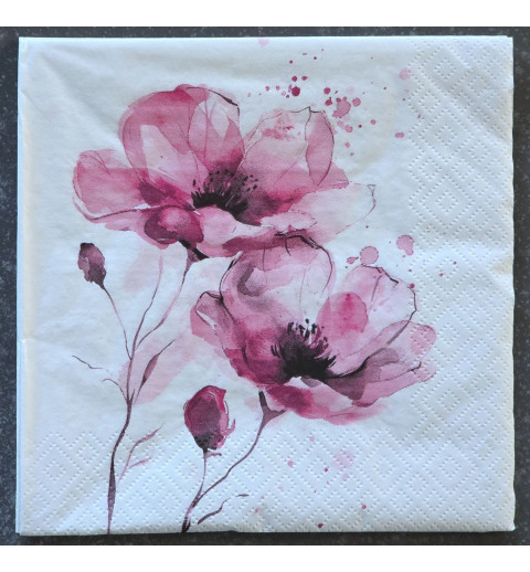 Serviette Mohnblumen pink