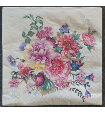 Serviette Blumenstrauss pink/rot