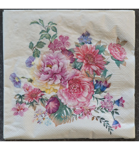 Serviette Blumenstrauss pink/rot