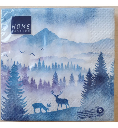 Servietten Wald mit Hirsch in blau/violette