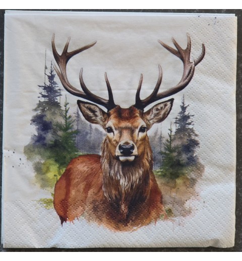 Serviette Hirsch/Wald