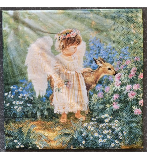 Serviette Engelmädchen/Rehkitz