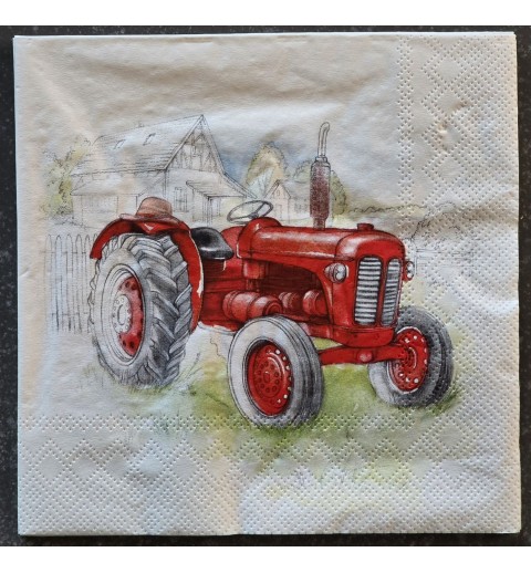 Serviette Traktor rot