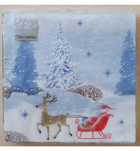 Servietten Weihnachtsmann mit Schlitten